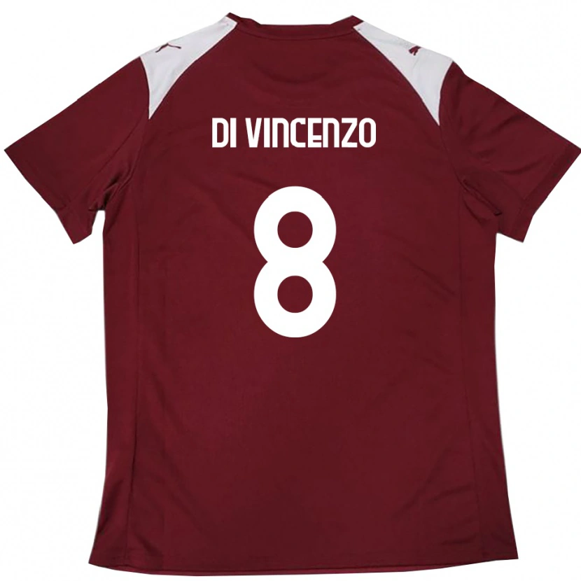 Danxen Hombre Camiseta Edoardo Di Vincenzo #8 Borgoña Blanco 1ª Equipación 2025/26 La Camisa