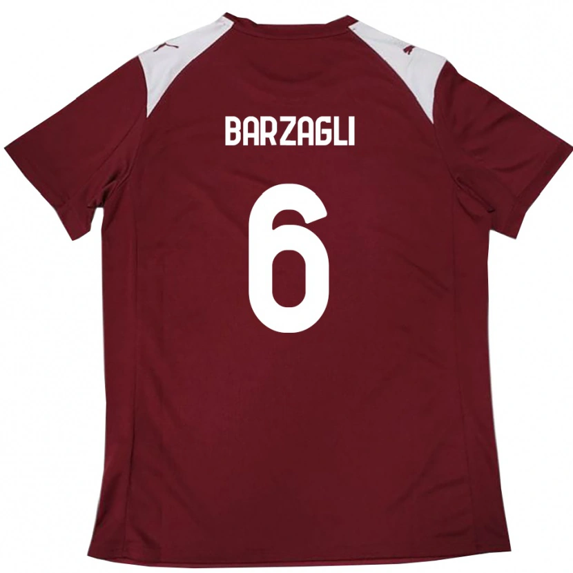 Danxen Hombre Camiseta Gabriele Barzagli #6 Borgoña Blanco 1ª Equipación 2025/26 La Camisa