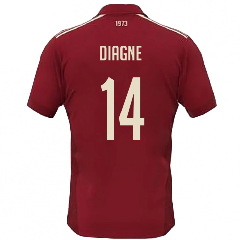 Danxen Hombre Camiseta Baye Diagne #14 Borgoña Blanco 1ª Equipación 2025/26 La Camisa