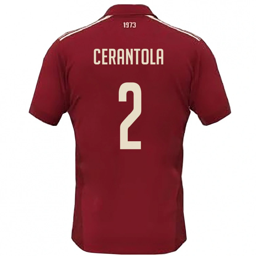 Danxen Hombre Camiseta Riccardo Cerantola #2 Borgoña Blanco 1ª Equipación 2025/26 La Camisa