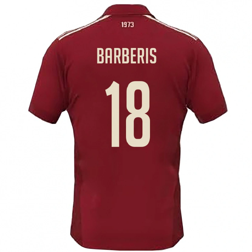 Danxen Hombre Camiseta Andrea Barberis #18 Borgoña Blanco 1ª Equipación 2025/26 La Camisa