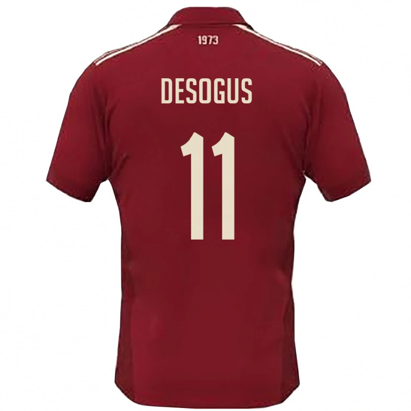 Danxen Hombre Camiseta Jacopo Desogus #11 Borgoña Blanco 1ª Equipación 2025/26 La Camisa