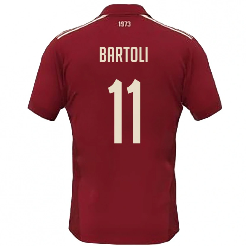Danxen Hombre Camiseta Emanuele Bartoli #11 Borgoña Blanco 1ª Equipación 2025/26 La Camisa