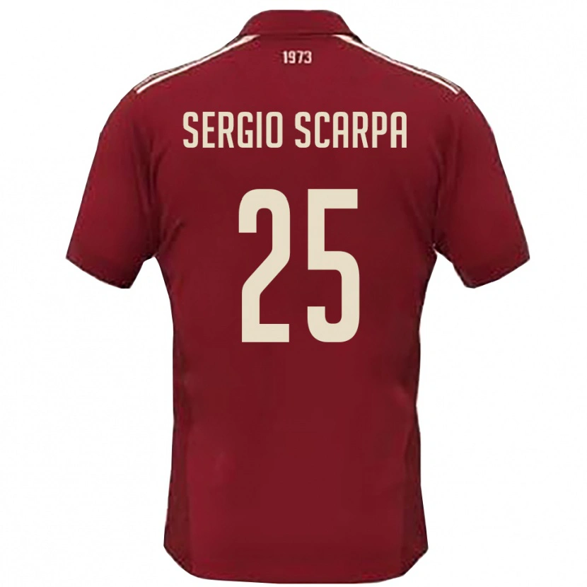 Danxen Hombre Camiseta Nicolò Sergio Scarpa #25 Borgoña Blanco 1ª Equipación 2025/26 La Camisa