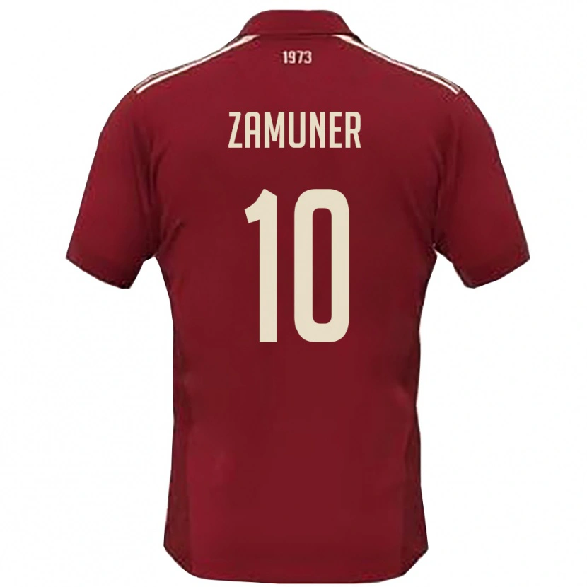 Danxen Hombre Camiseta Mattia Zamuner #10 Borgoña Blanco 1ª Equipación 2025/26 La Camisa