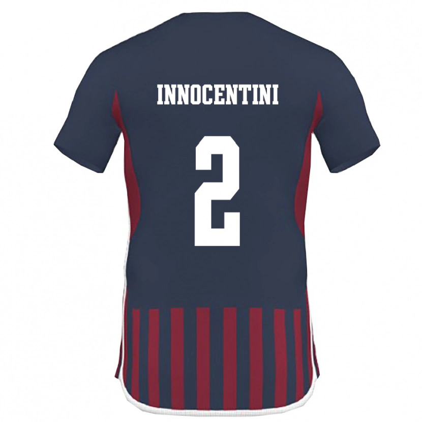 Danxen Hombre Camiseta Francesco Innocentini #2 Marino Rojo 1ª Equipación 2025/26 La Camisa