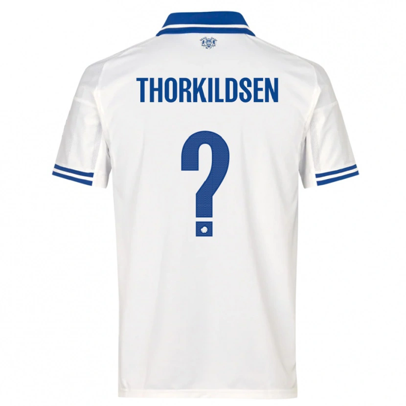 Danxen Hombre Camiseta Elias Thorkildsen #0 Blanco Azul 1ª Equipación 2025/26 La Camisa