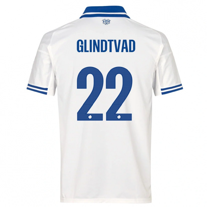 Danxen Hombre Camiseta William Glindtvad #22 Blanco Azul 1ª Equipación 2025/26 La Camisa