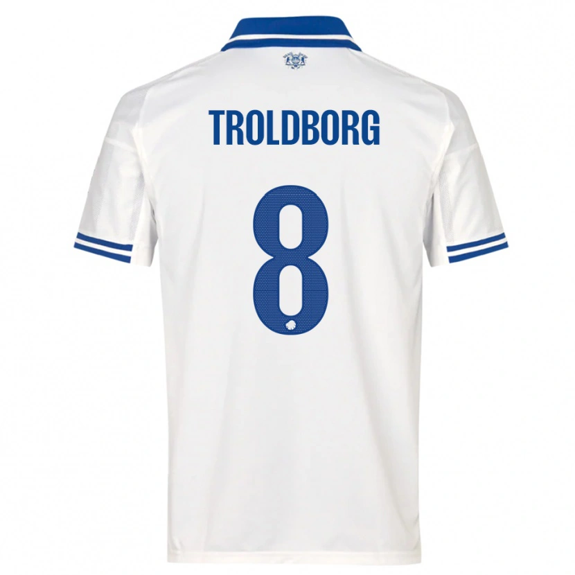 Danxen Hombre Camiseta Frederikke Troldborg #8 Blanco Azul 1ª Equipación 2025/26 La Camisa