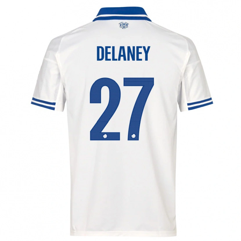 Danxen Hombre Camiseta Thomas Delaney #27 Blanco Azul 1ª Equipación 2025/26 La Camisa