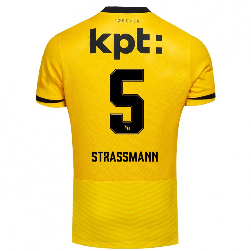 Danxen Hombre Camiseta Sven Strassmann #5 Amarillo Negro 1ª Equipación 2025/26 La Camisa