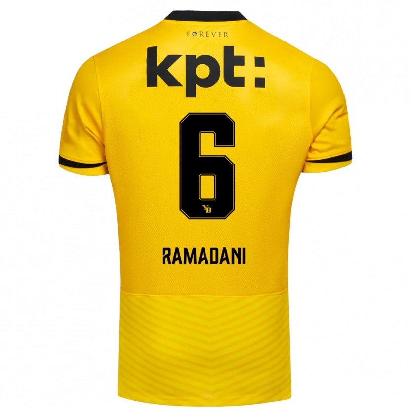 Danxen Hombre Camiseta Leon Ramadani #6 Amarillo Negro 1ª Equipación 2025/26 La Camisa