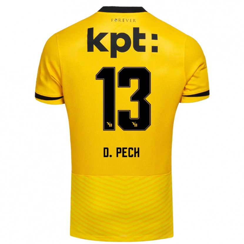 Danxen Hombre Camiseta Dominik Pech #13 Amarillo Negro 1ª Equipación 2025/26 La Camisa