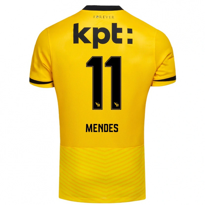 Danxen Hombre Camiseta Daniel Mendes #11 Amarillo Negro 1ª Equipación 2025/26 La Camisa