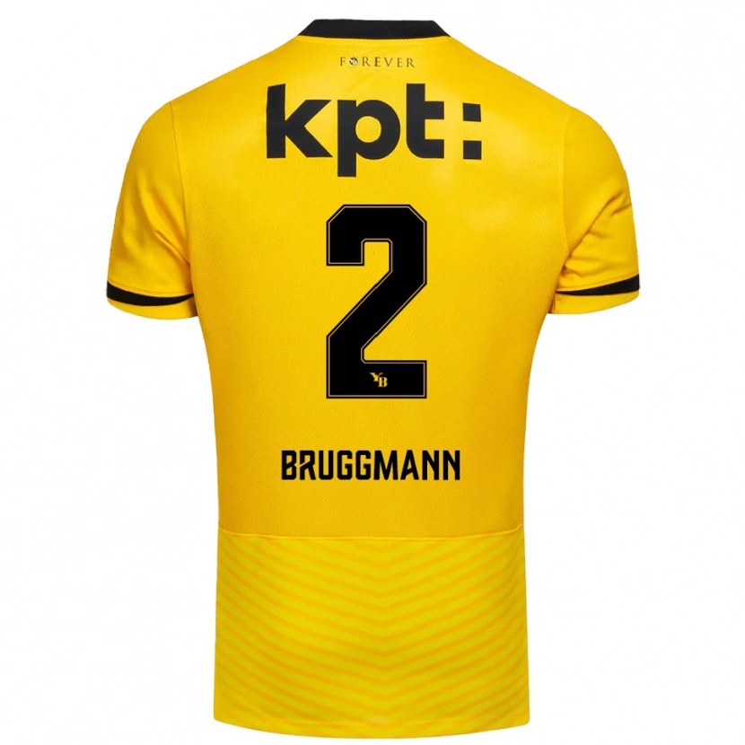 Danxen Hombre Camiseta Lino Bruggmann #2 Amarillo Negro 1ª Equipación 2025/26 La Camisa