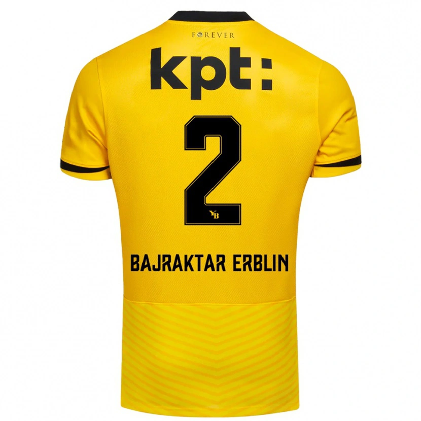 Danxen Hombre Camiseta Erblin Bajraktar #2 Amarillo Negro 1ª Equipación 2025/26 La Camisa