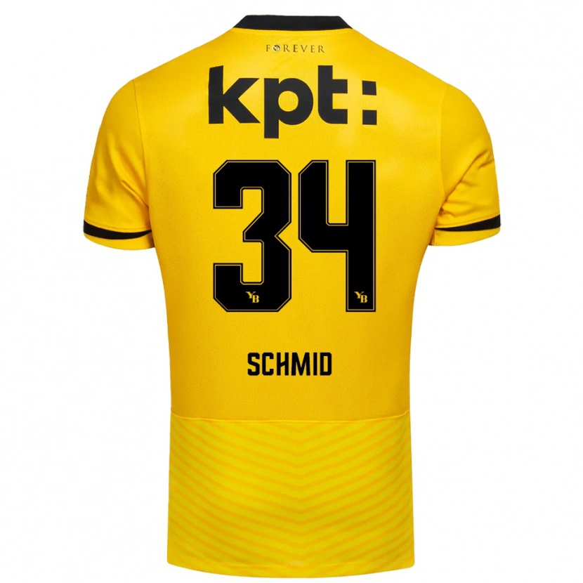 Danxen Hombre Camiseta Céline Schmid #34 Amarillo Negro 1ª Equipación 2025/26 La Camisa
