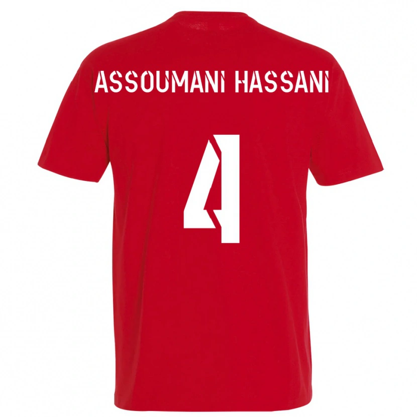 Danxen Hombre Camiseta Nassim Assoumani Hassani #4 Rojo Amarillo 1ª Equipación 2025/26 La Camisa