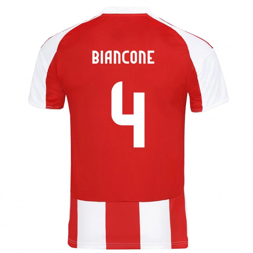 Danxen Hombre Camiseta Giulian Biancone #4 Rojo Blanco 1ª Equipación 2025/26 La Camisa