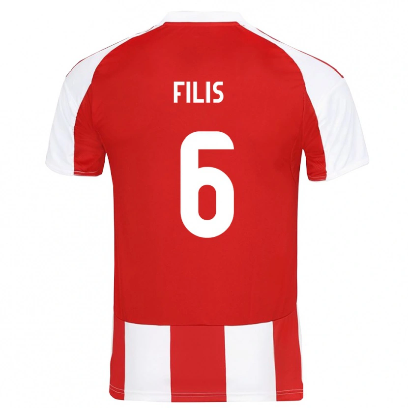 Danxen Hombre Camiseta Christos Filis #6 Rojo Blanco 1ª Equipación 2025/26 La Camisa