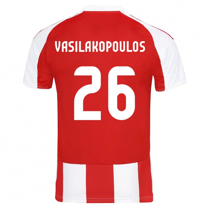 Danxen Hombre Camiseta Sarantos Vasilakopoulos #26 Rojo Blanco 1ª Equipación 2025/26 La Camisa