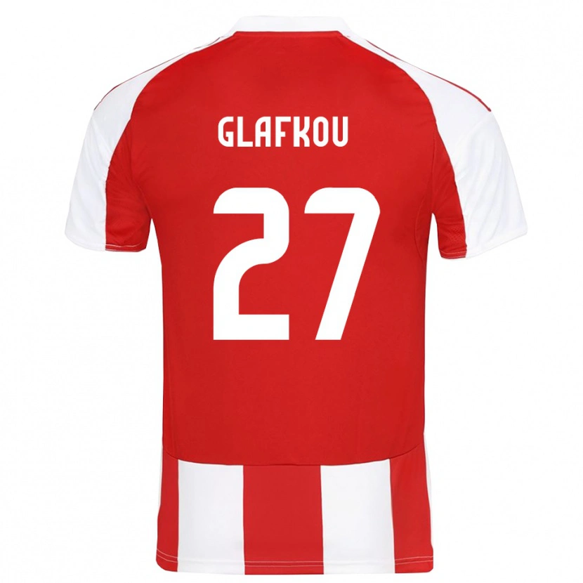 Danxen Hombre Camiseta Anastasis Glafkou #27 Rojo Blanco 1ª Equipación 2025/26 La Camisa