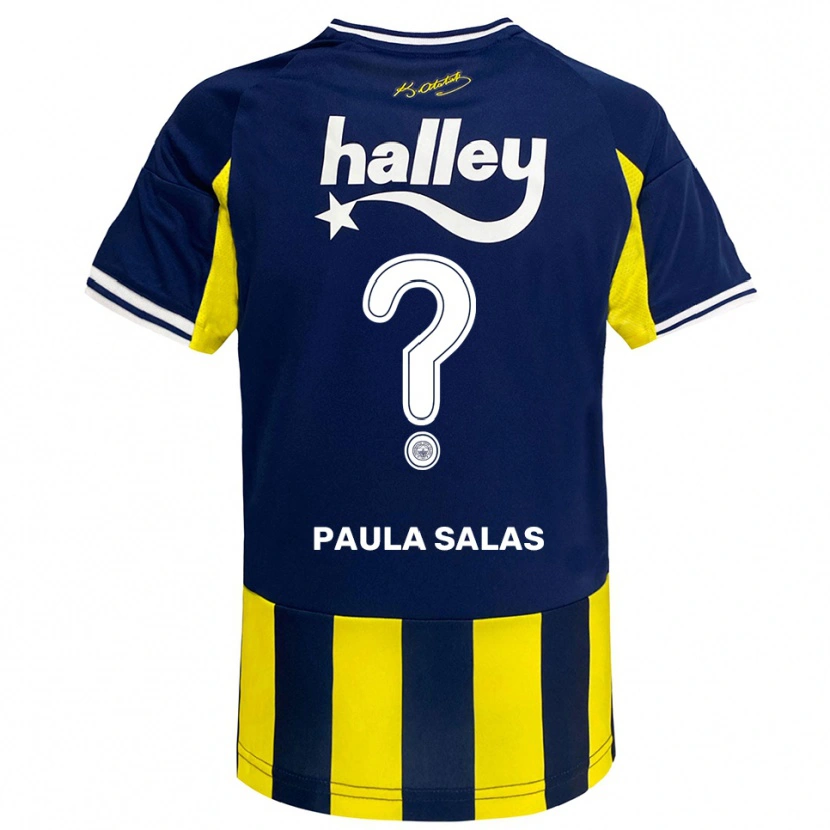 Danxen Hombre Camiseta María Paula Salas #0 Amarillo Marino Blanco 1ª Equipación 2025/26 La Camisa