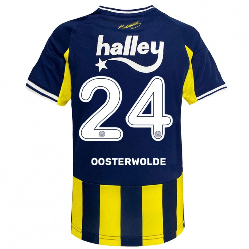 Danxen Hombre Camiseta Jayden Oosterwolde #24 Amarillo Marino Blanco 1ª Equipación 2025/26 La Camisa
