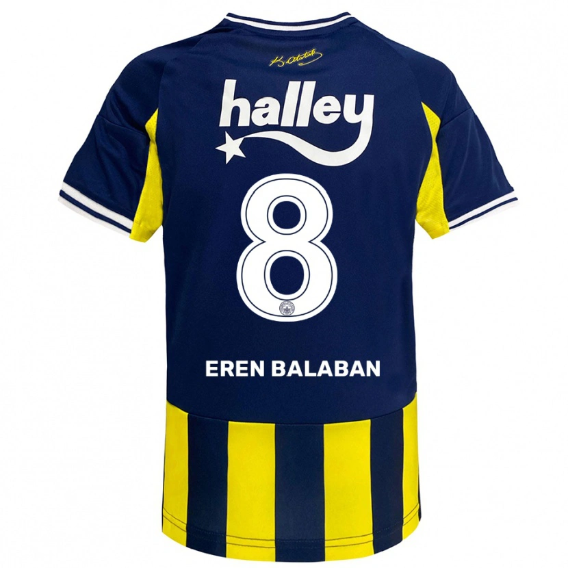 Danxen Hombre Camiseta Aziz Eren Balaban #8 Amarillo Marino Blanco 1ª Equipación 2025/26 La Camisa