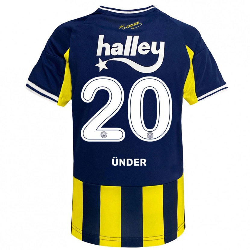 Danxen Hombre Camiseta Cengiz Ünder #20 Amarillo Marino Blanco 1ª Equipación 2025/26 La Camisa