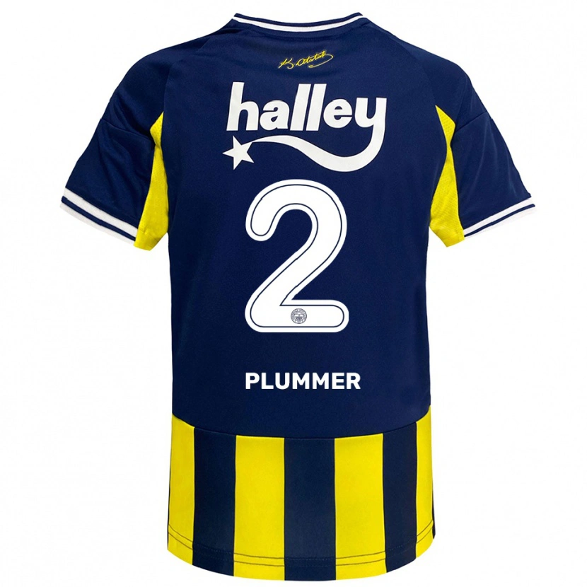 Danxen Hombre Camiseta Konya Plummer #2 Amarillo Marino Blanco 1ª Equipación 2025/26 La Camisa