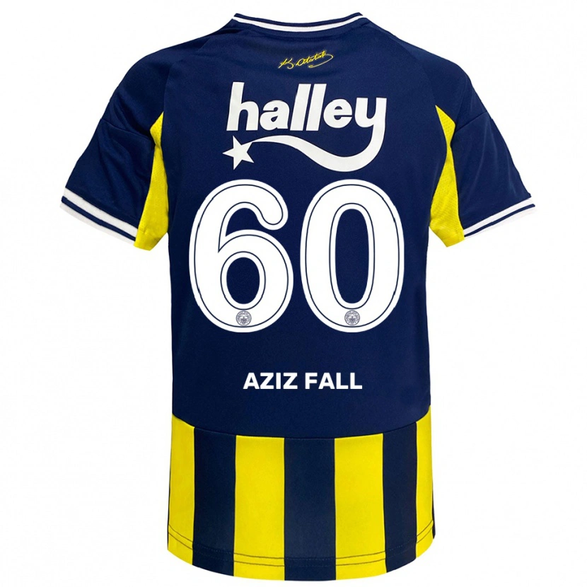 Danxen Hombre Camiseta Abdou Aziz Fall #60 Amarillo Marino Blanco 1ª Equipación 2025/26 La Camisa