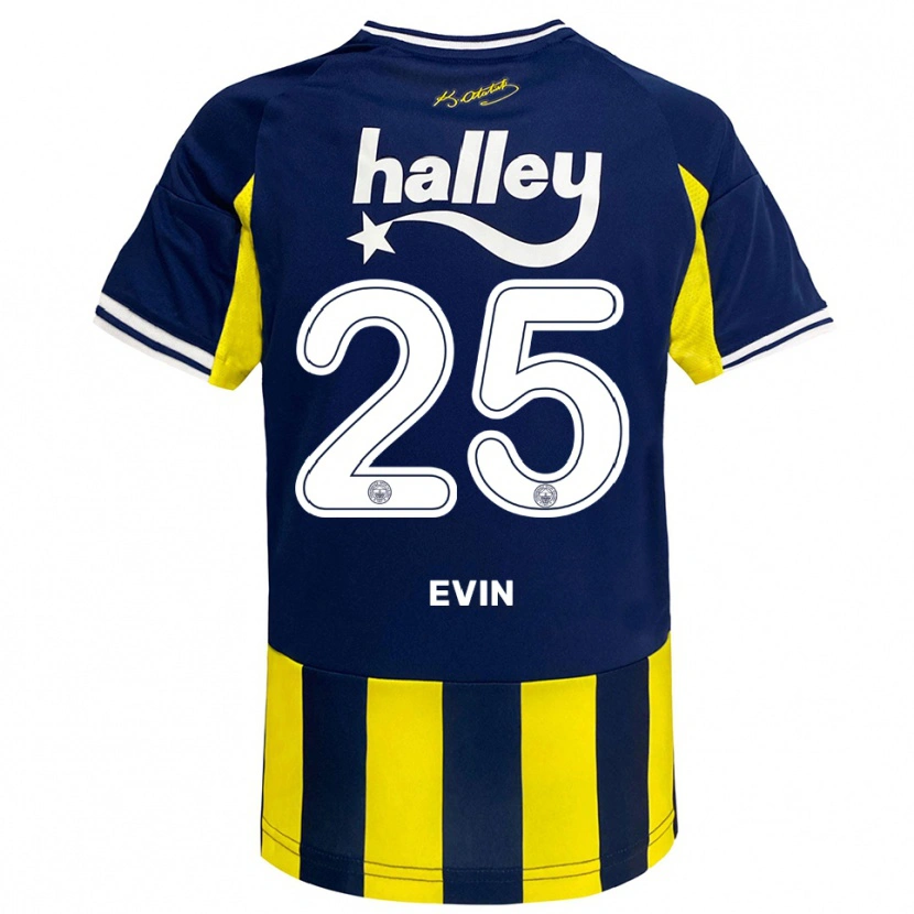 Danxen Hombre Camiseta Yiğit Evin #25 Amarillo Marino Blanco 1ª Equipación 2025/26 La Camisa
