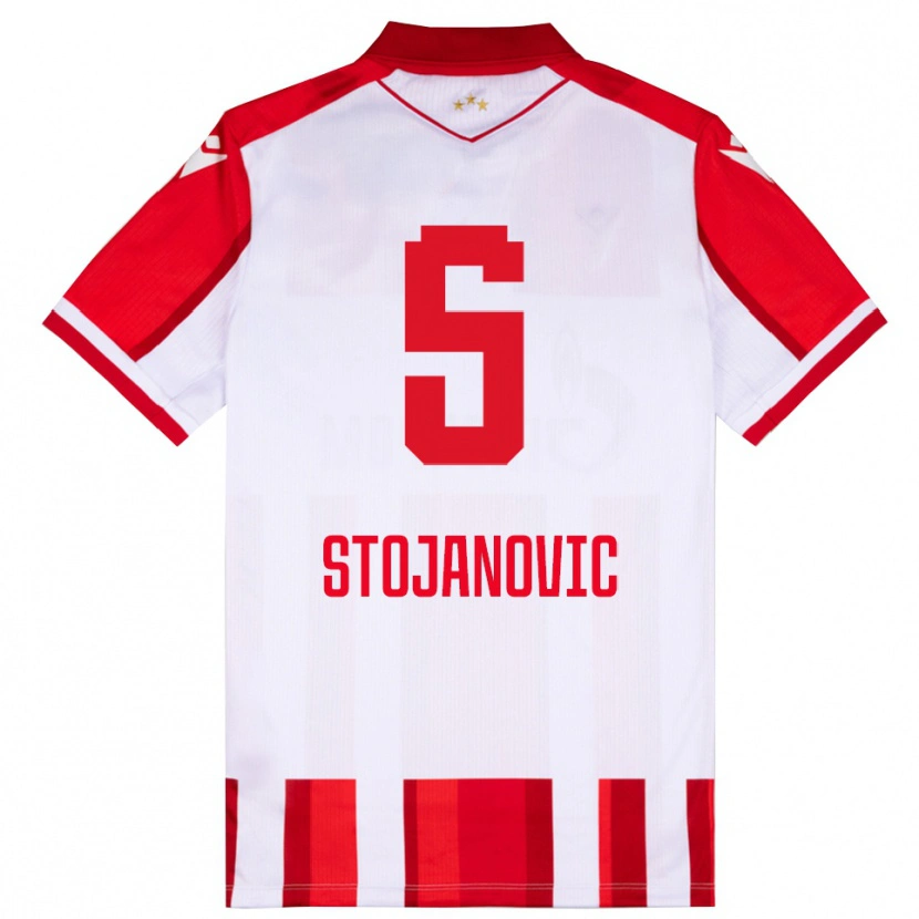 Danxen Hombre Camiseta Viktor Stojanovic #5 Rojo Blanco 1ª Equipación 2025/26 La Camisa