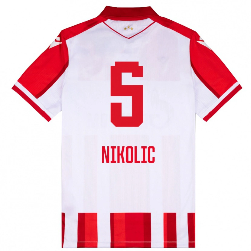 Danxen Hombre Camiseta Lazar Nikolic #5 Rojo Blanco 1ª Equipación 2025/26 La Camisa