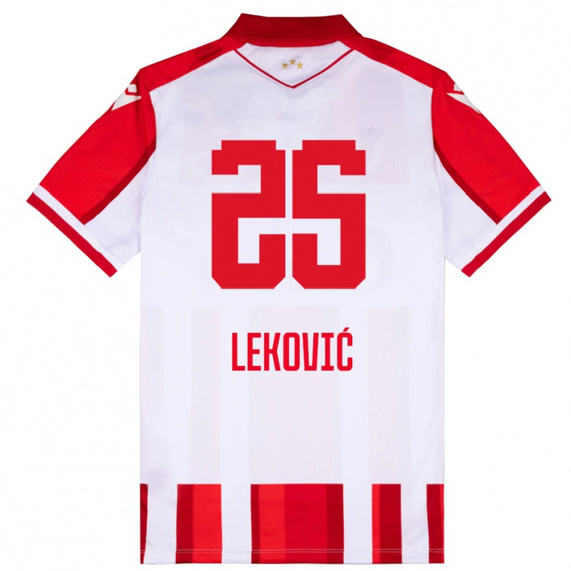 Danxen Hombre Camiseta Stefan Leković #25 Rojo Blanco 1ª Equipación 2025/26 La Camisa