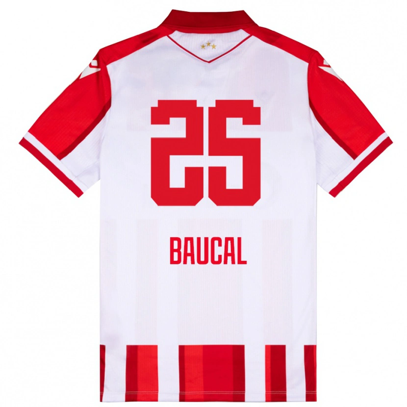 Danxen Hombre Camiseta Strahinja Baucal #25 Rojo Blanco 1ª Equipación 2025/26 La Camisa