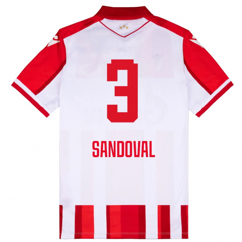 Danxen Hombre Camiseta Keimer Sandoval #3 Rojo Blanco 1ª Equipación 2025/26 La Camisa