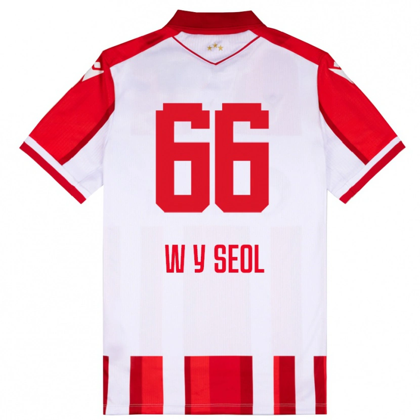 Danxen Hombre Camiseta Young-Woo Seol #66 Rojo Blanco 1ª Equipación 2025/26 La Camisa