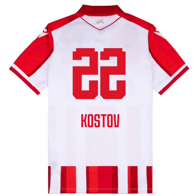 Danxen Hombre Camiseta Vasilije Kostov #22 Rojo Blanco 1ª Equipación 2025/26 La Camisa