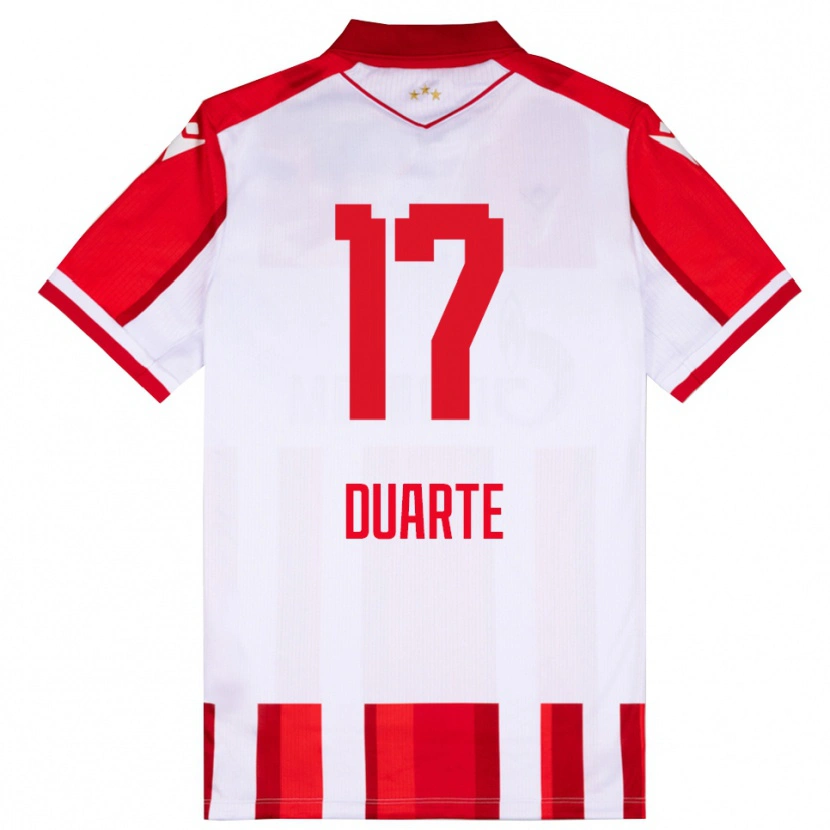 Danxen Hombre Camiseta Bruno Duarte #17 Rojo Blanco 1ª Equipación 2025/26 La Camisa