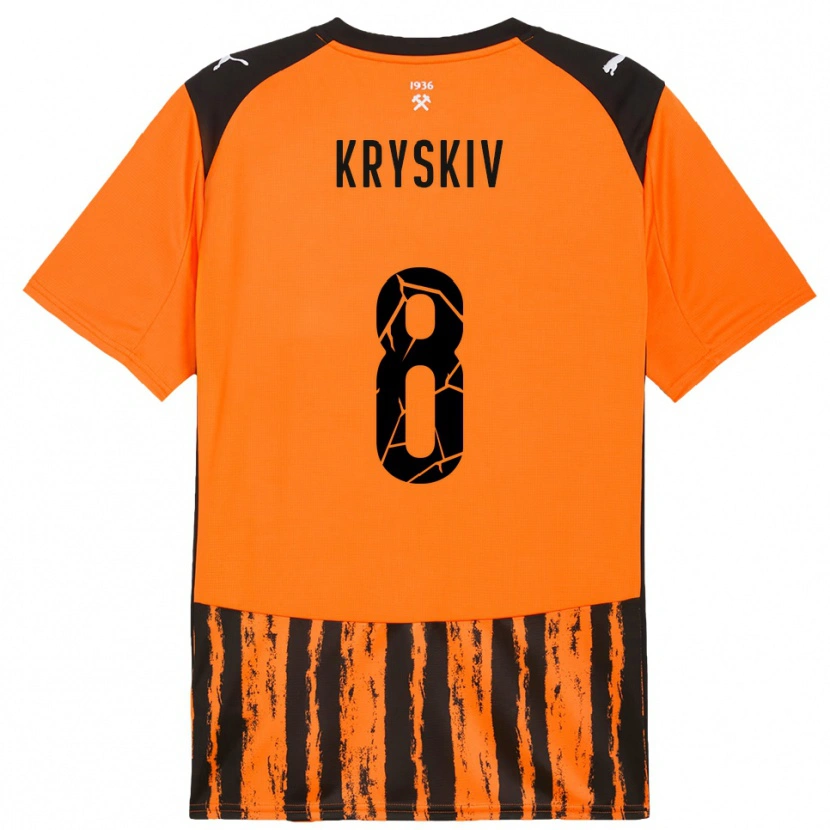 Danxen Hombre Camiseta Dmytro Kryskiv #8 Naranja Negro 1ª Equipación 2025/26 La Camisa