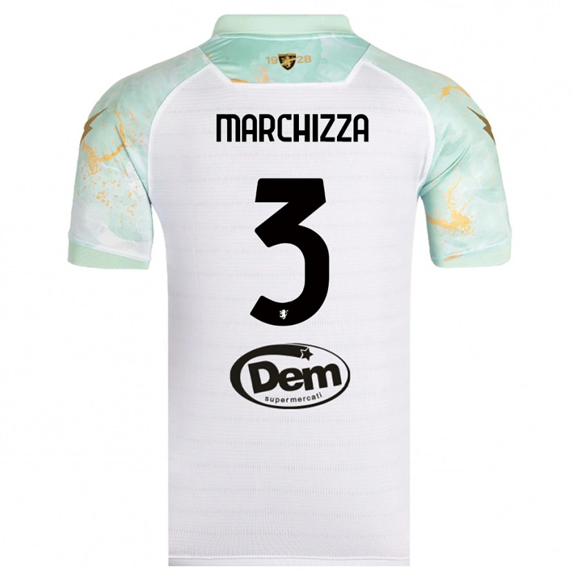 Danxen Hombre Camiseta Riccardo Marchizza #3 Blanco Negro 2ª Equipación 2025/26 La Camisa