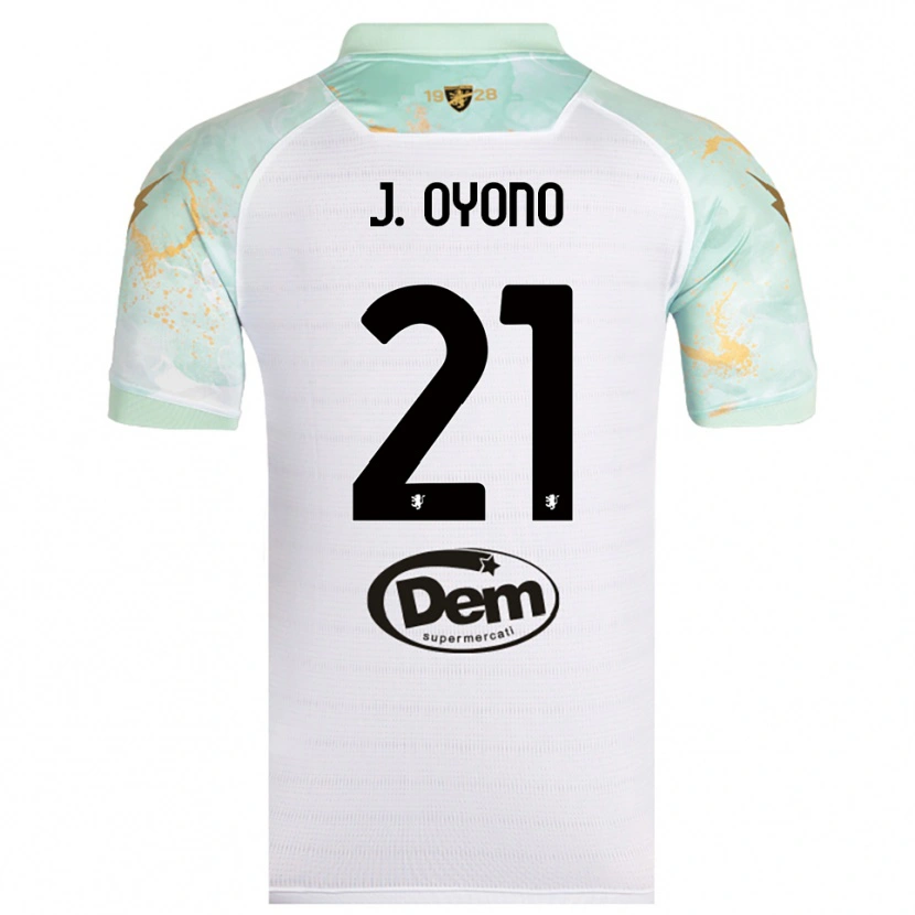 Danxen Hombre Camiseta Jérémy Oyono #21 Blanco Negro 2ª Equipación 2025/26 La Camisa