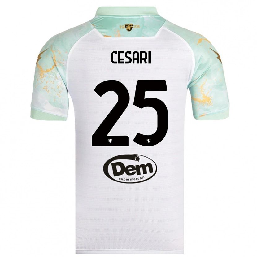 Danxen Hombre Camiseta Nicolò Cesari #25 Blanco Negro 2ª Equipación 2025/26 La Camisa