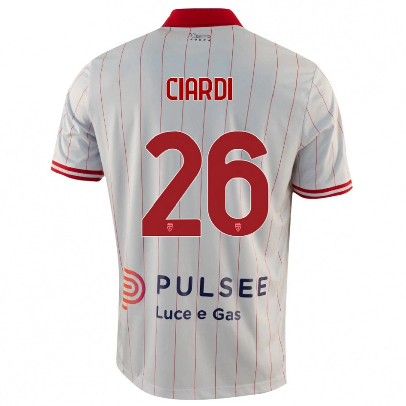 Danxen Hombre Camiseta Tommaso Ciardi #26 Blanco Rojo Azul 2ª Equipación 2025/26 La Camisa