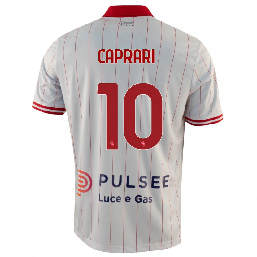 Danxen Hombre Camiseta Gianluca Caprari #10 Blanco Rojo Azul 2ª Equipación 2025/26 La Camisa