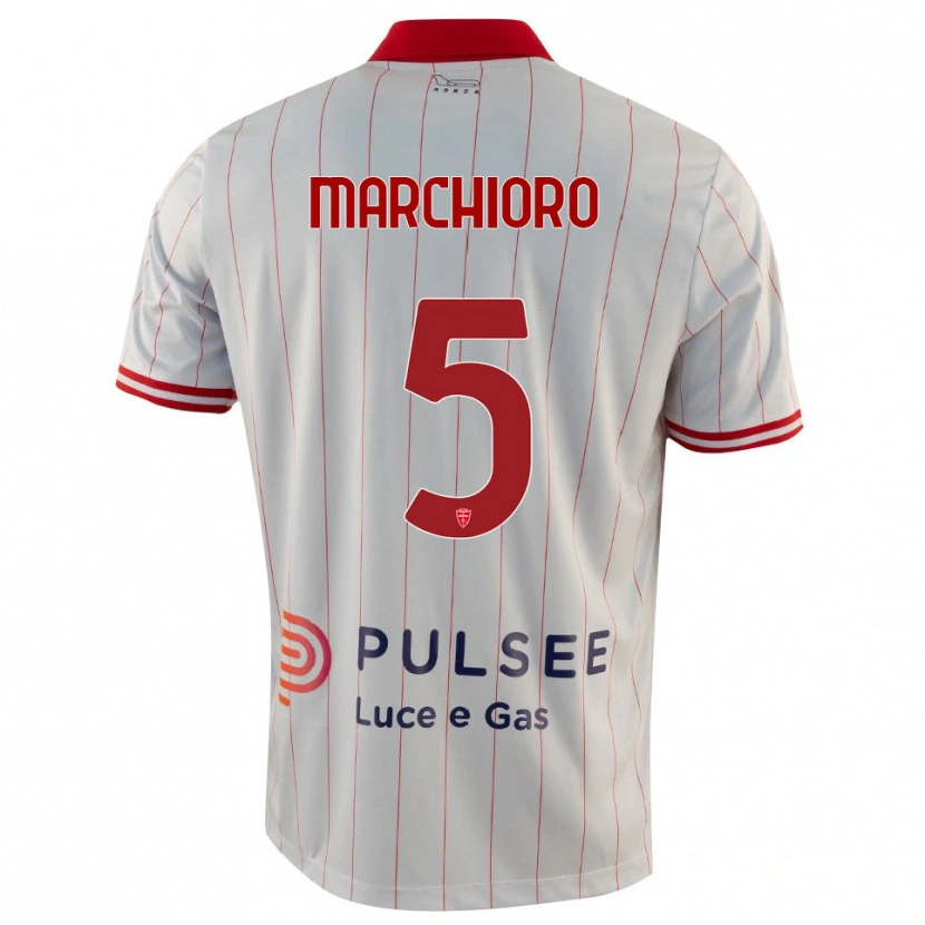 Danxen Hombre Camiseta Lorenzo Marchioro #5 Blanco Rojo Azul 2ª Equipación 2025/26 La Camisa