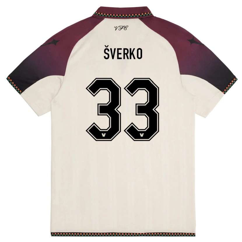 Danxen Hombre Camiseta Marin Šverko #33 Crema Borgoña 2ª Equipación 2025/26 La Camisa