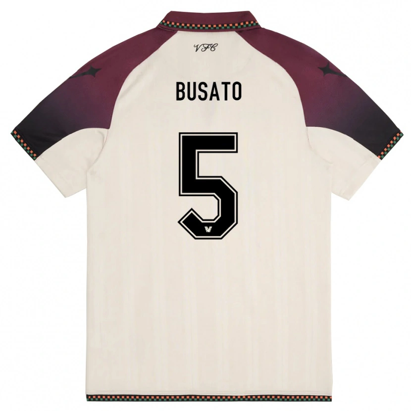 Danxen Hombre Camiseta Lorenzo Busato #5 Crema Borgoña 2ª Equipación 2025/26 La Camisa